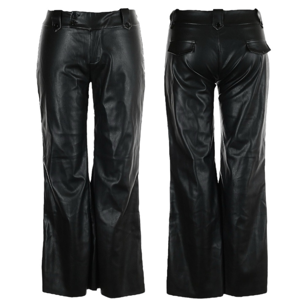 Tiger Mist Began Black Wide Leg Faux Leather Dress Pants Size XL